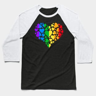 Gay Valentines Day Colored Hearts Baseball T-Shirt